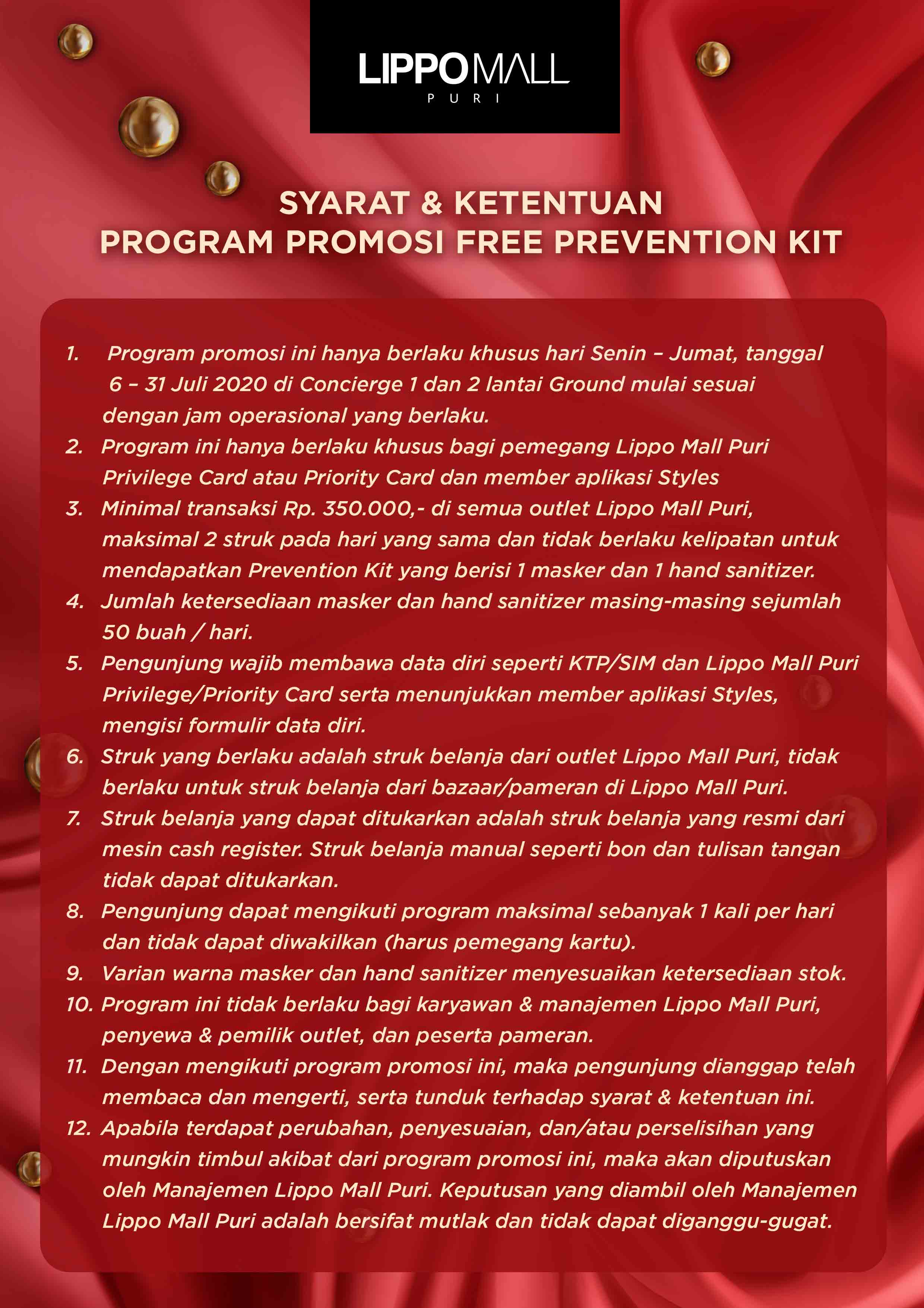 Free Prevention Kit Promo in lippo mall puri st. moritz