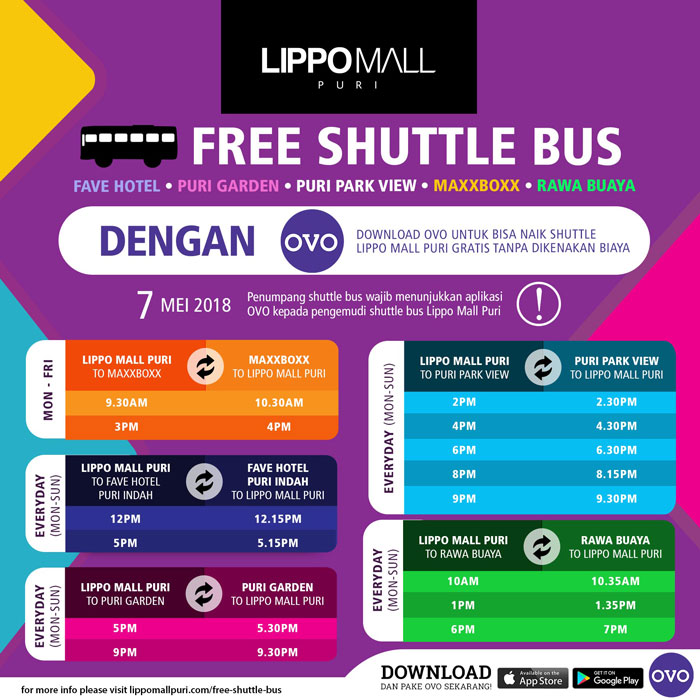 free shuttle bus with ovo in lippo mall puri st. moritz