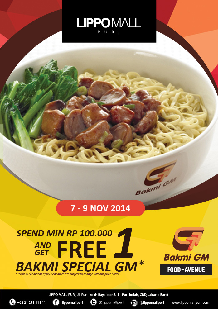 free bakmi gm in lippo mall puri