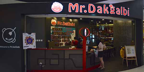 Mr. Dakgalbi shop front in lippo mall puri st. moritz
