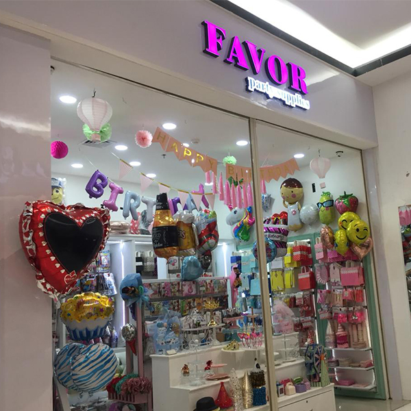 Favor Party Supplies shop front in lippo mall puri st. moritz