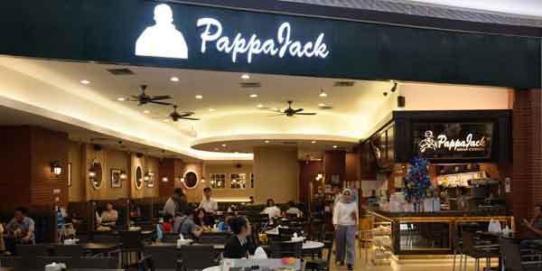 Pappa Jack shop front in lippo mall puri st. moritz