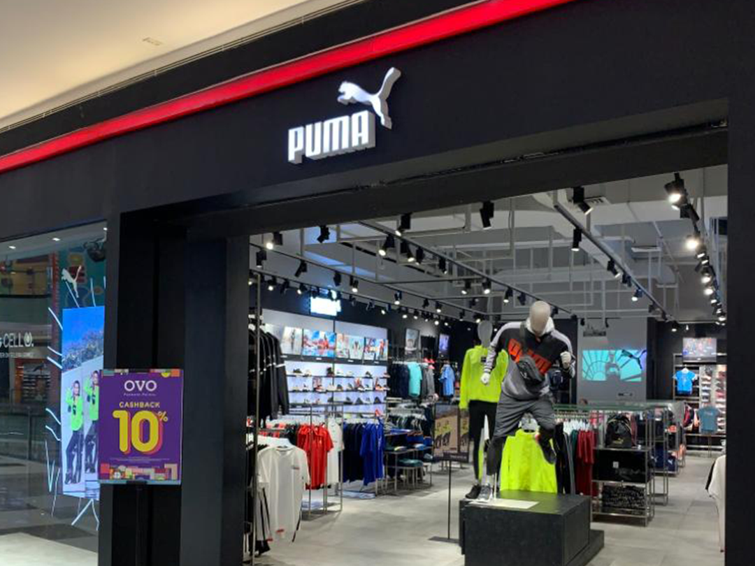 Puma shop front in lippo mall puri st. moritz