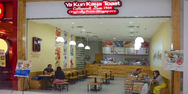 Ya Kun Kaya Toast shop front in lippo mall puri st. moritz
