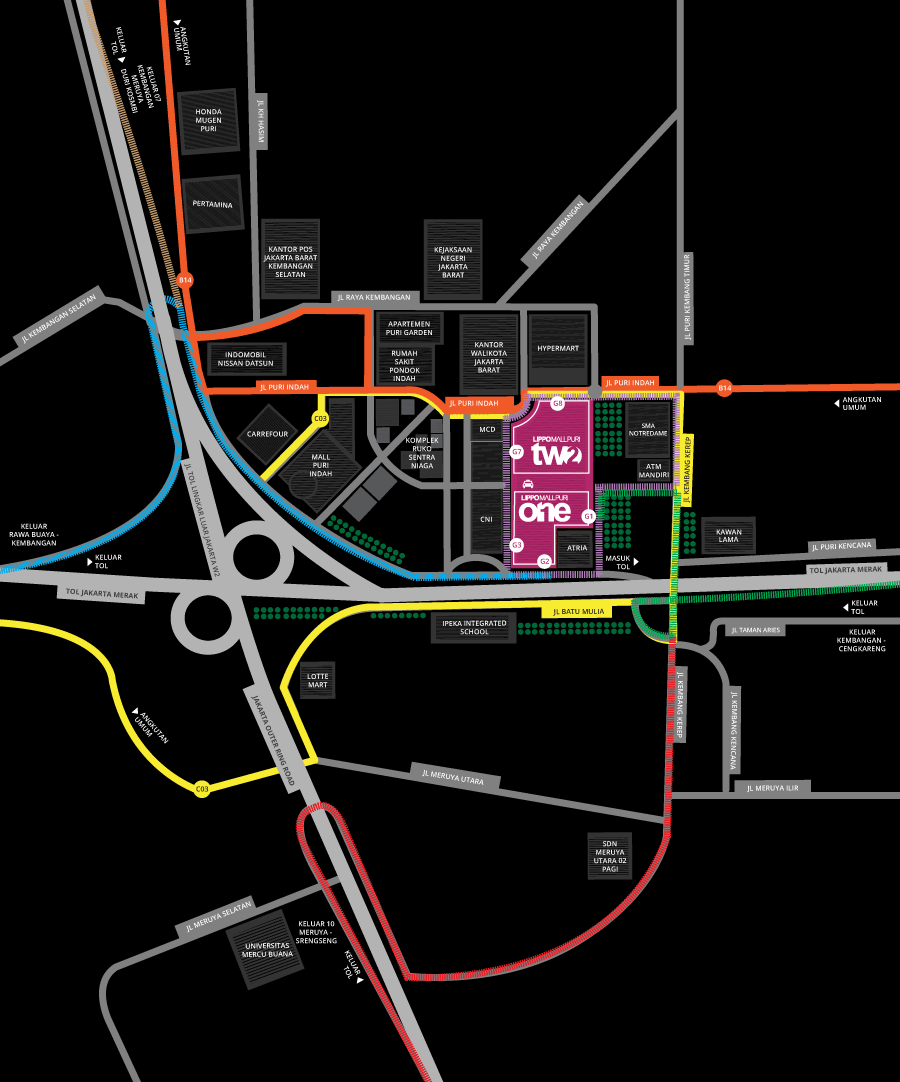 map direction to lippo mall puri